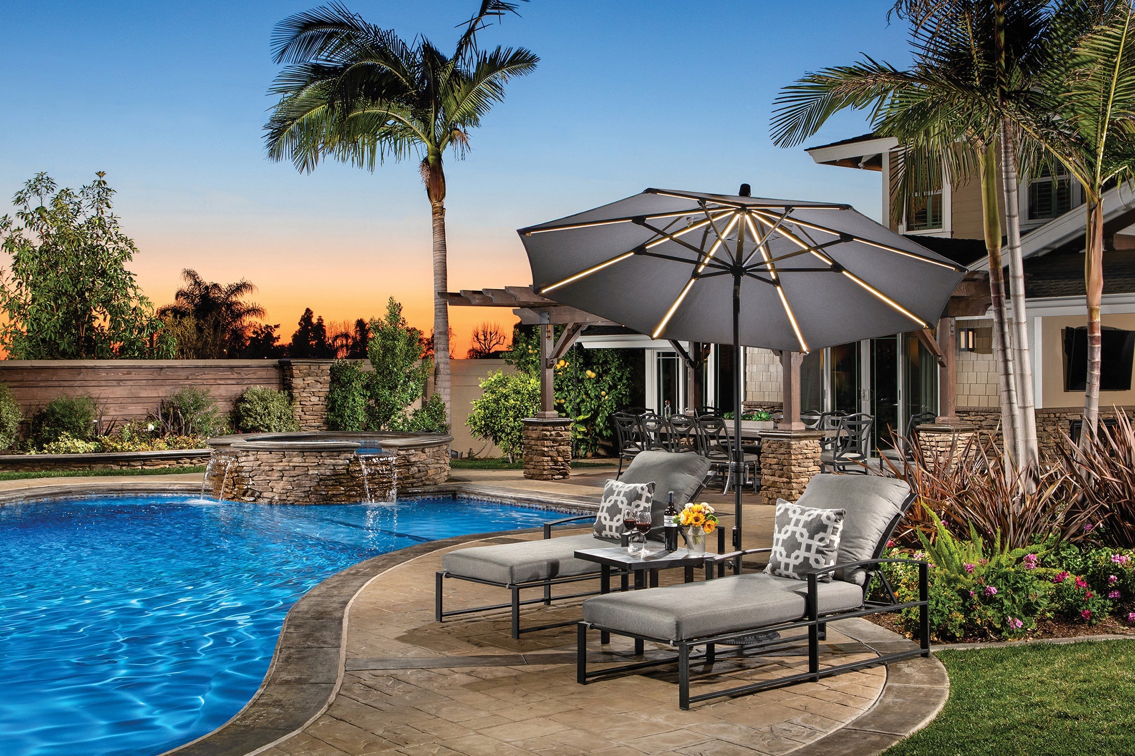 garden treasure patio umbrella 13' AKZ PLUS Octagon Cantilever standing shade over small seating areas Treasure Garden Umbrellas - Patio