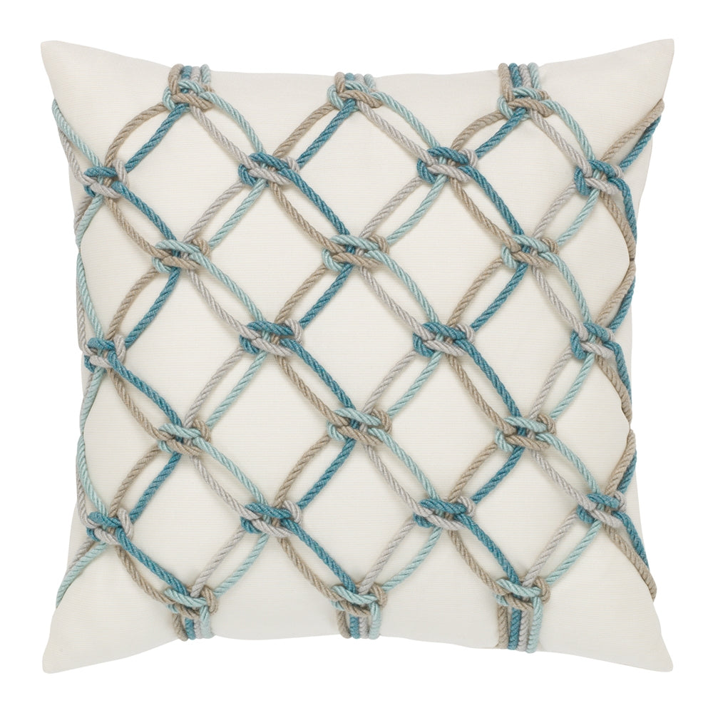 20 square designer throw pillow aqua rope, image 1
