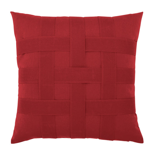 20" Square Elaine Smith Pillow  Basketweave Rouge