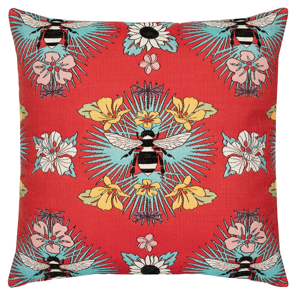 22 square designer throw pillow tropical bee, image 1