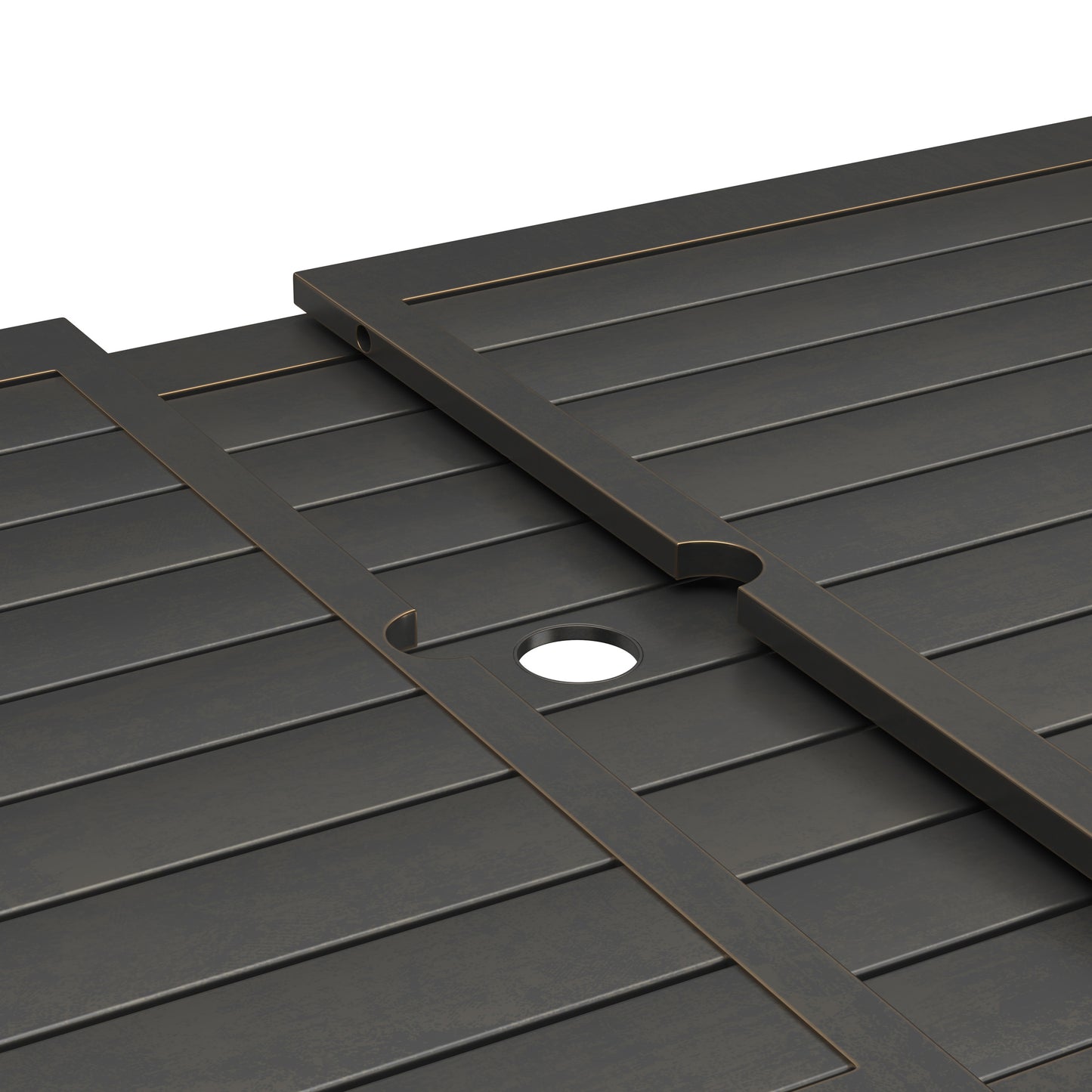 Agio 110 x 40 Slat Top Extension Dining Table Brushed Rum Finish, image 4