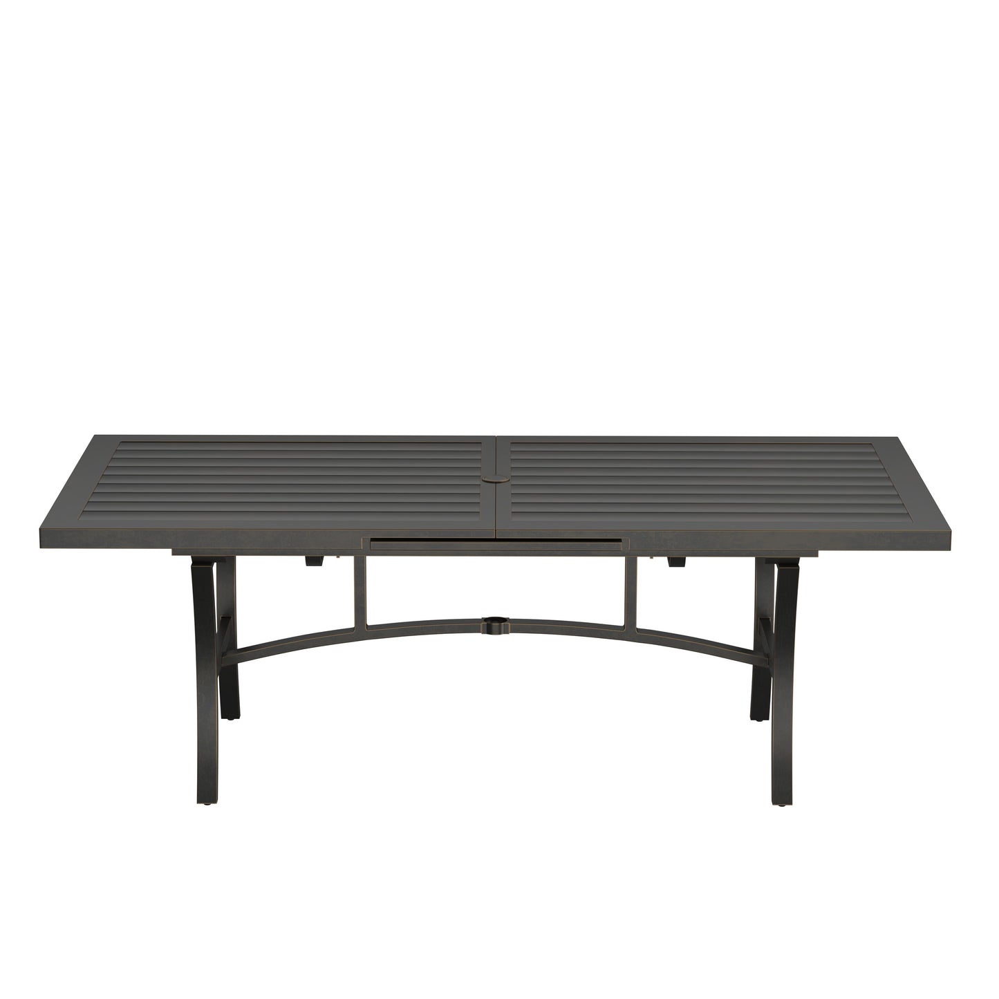 Agio 110 x 40 Slat Top Extension Dining Table Front, image 4