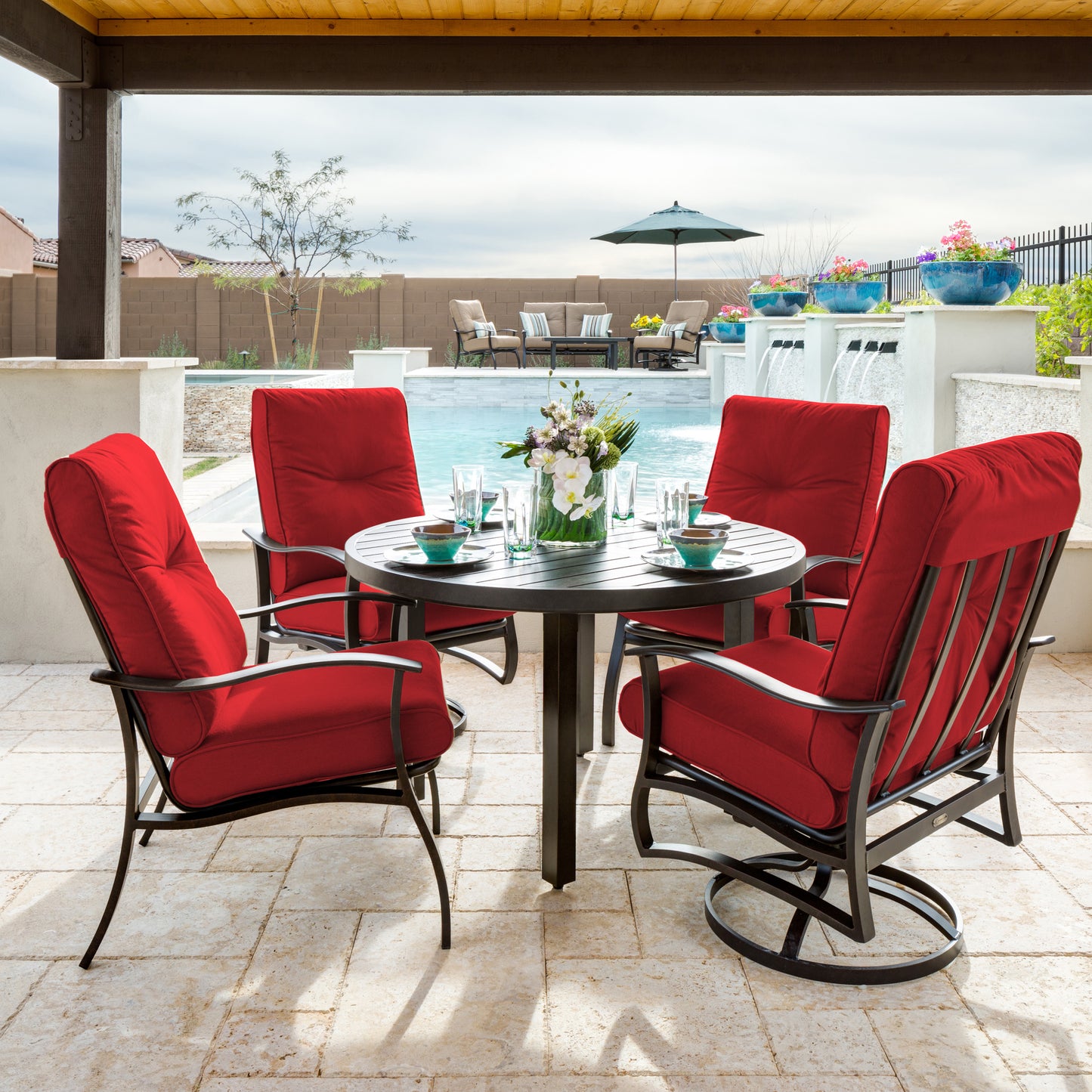 Albany 5 Piece Dining Set Flagship Ruby Cushions Environmental, image 8