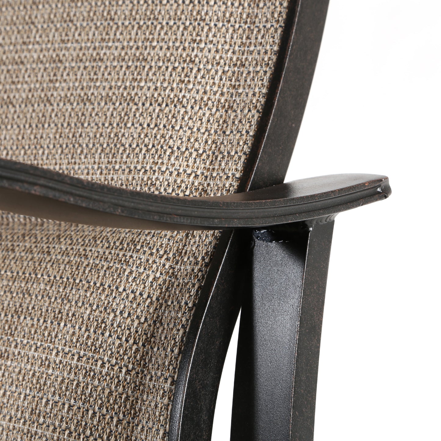 Albany Padded Sling High Back Dining Chair Elevation Stone Fabric Autumn Rust Finish Detail, image 3