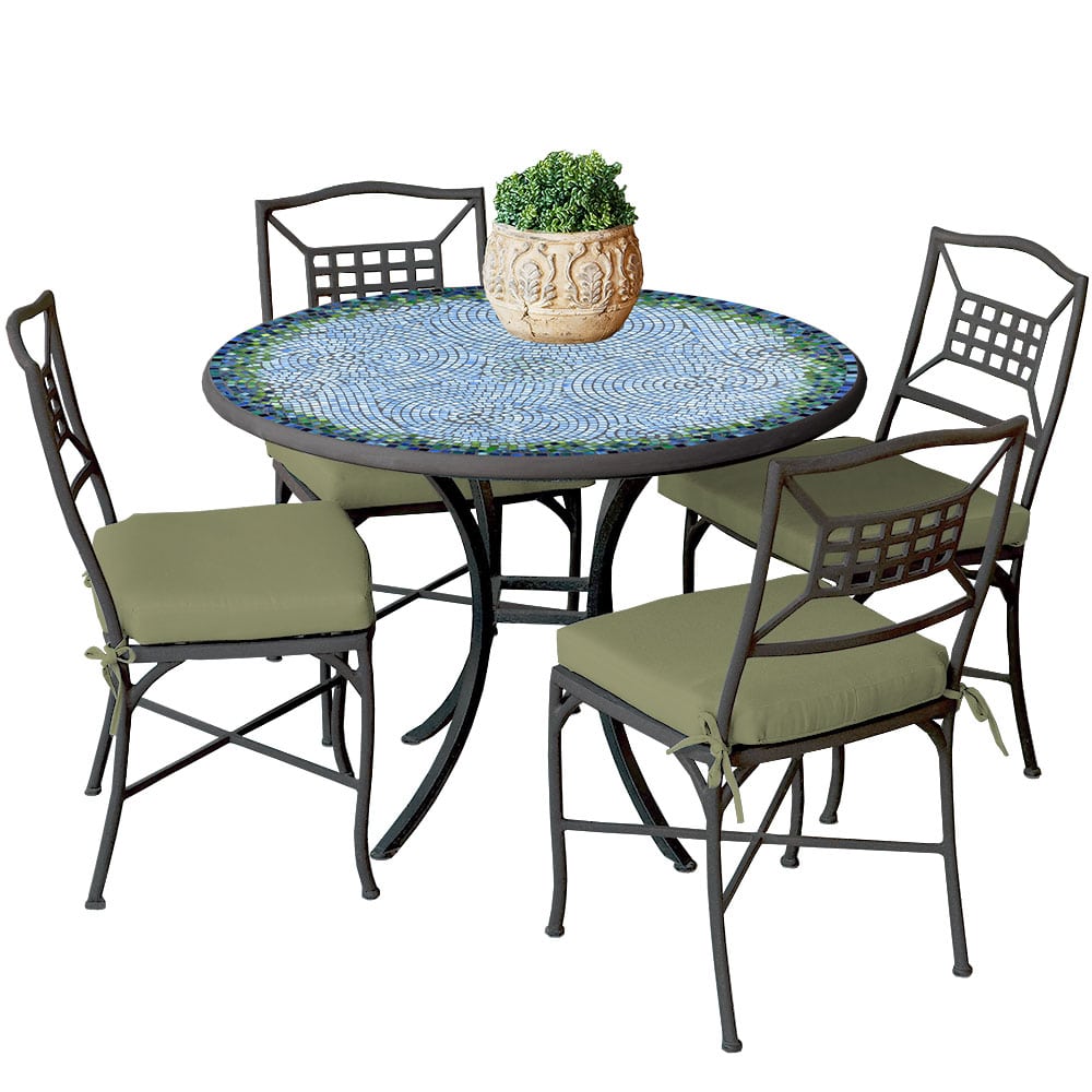 48" Round Mosaic Top Dining Set with Espresso Frame
