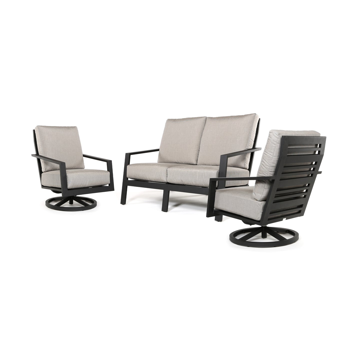 Costa Loveseat Set with 2 Swivel Club Chairs, image 3