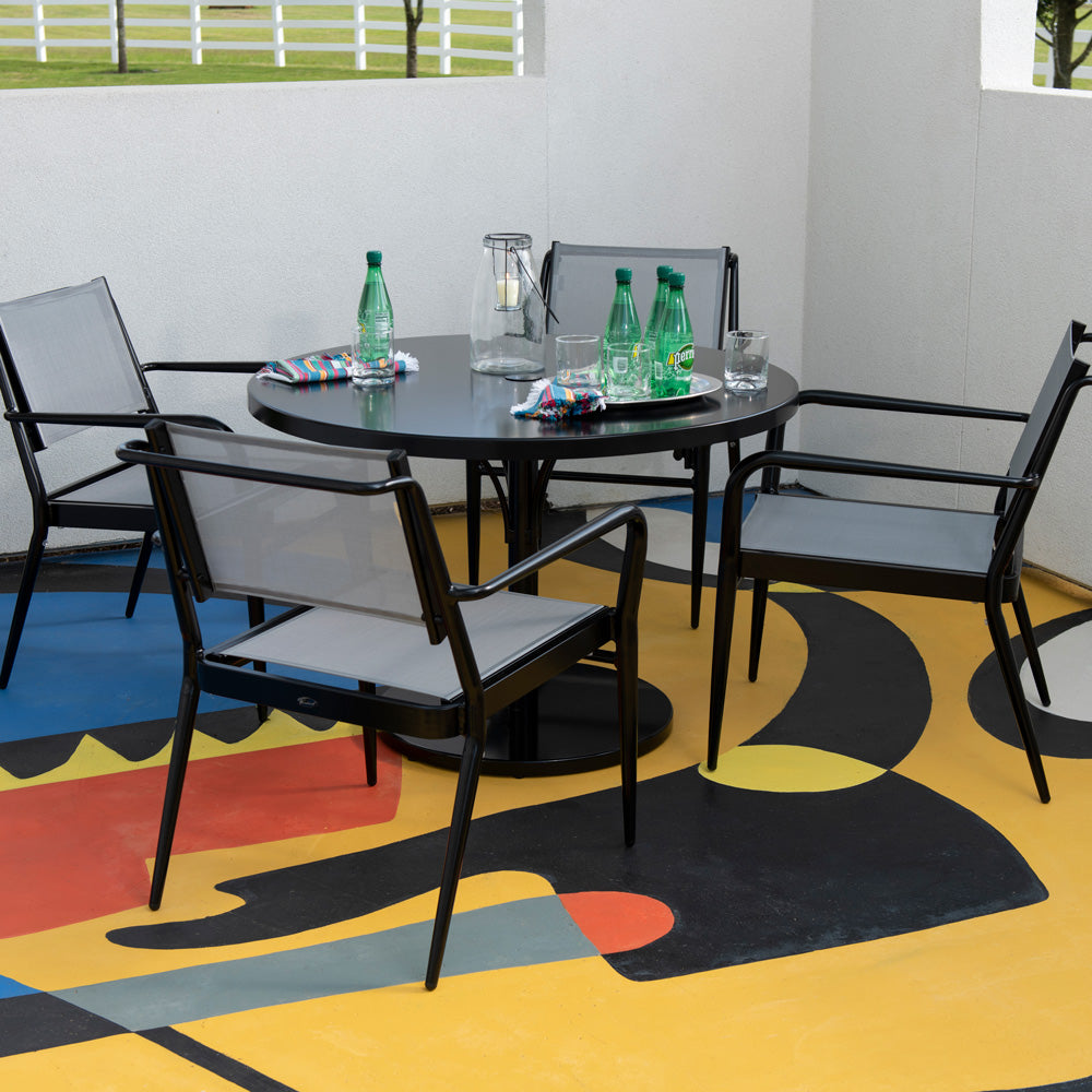 Daytona Sling Dining Arm Chair Stacking Lifestyle, image 3