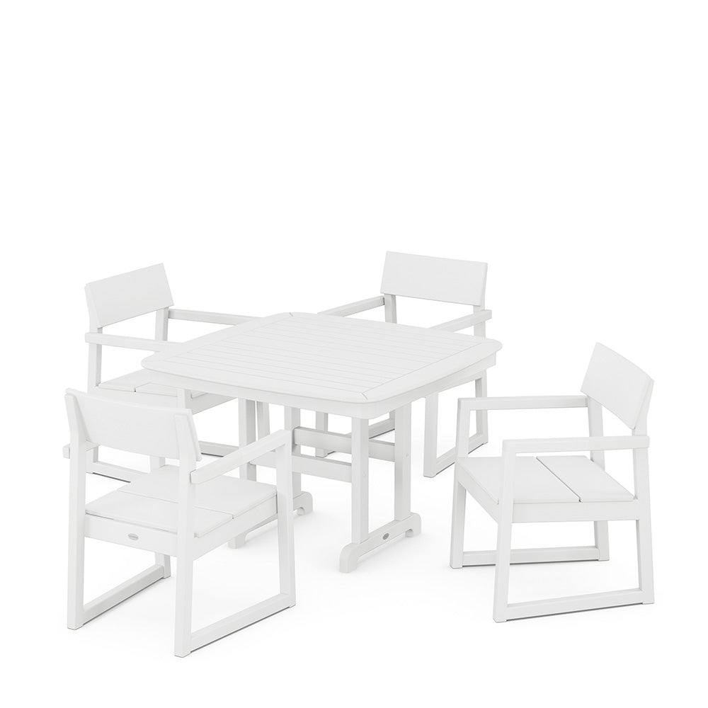 EDGE 5 Piece Dining Set with Trestle Legs White, image 10