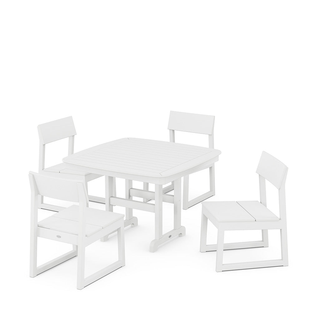 EDGE Side Chair 5 Piece Dining Set with Trestle Legs White, image 10