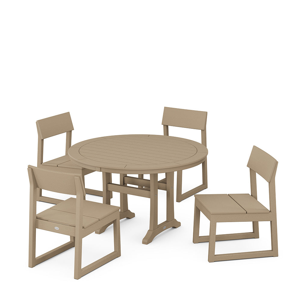 Edge Side Chair 5 Piece Round Dining Set with Trestle Legs