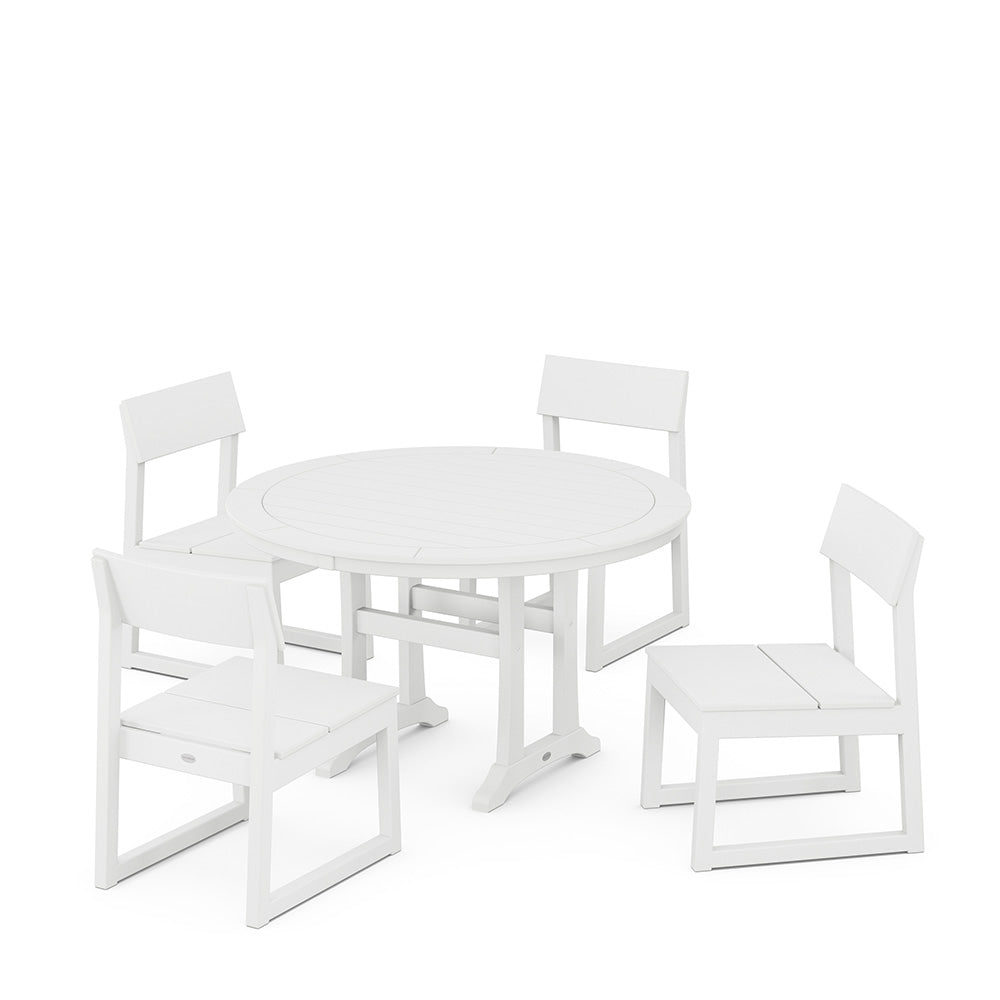 EDGE Side Chair 5 Piece Round Dining Set With Trestle Legs White, image 10