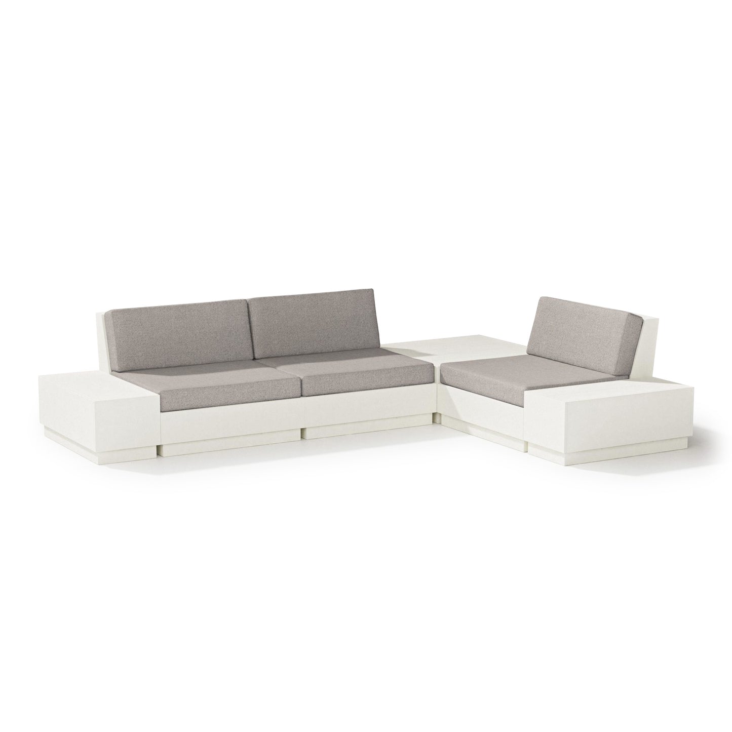 Elevate 6 Piece Corner Sectional Vintage White Frame Weathered Tweed Cushions, image 20