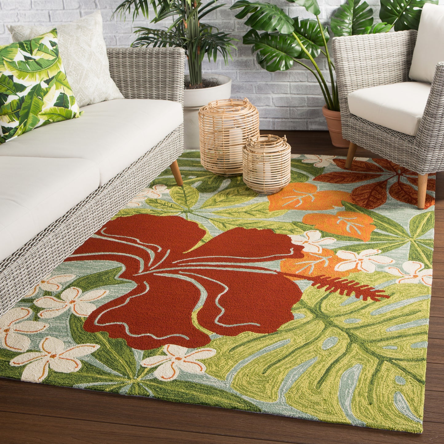 Jaipur Living Luau Floral Multicolor Blue Area Rug Coastal Lagoon COL20 Lifestyle, image 5