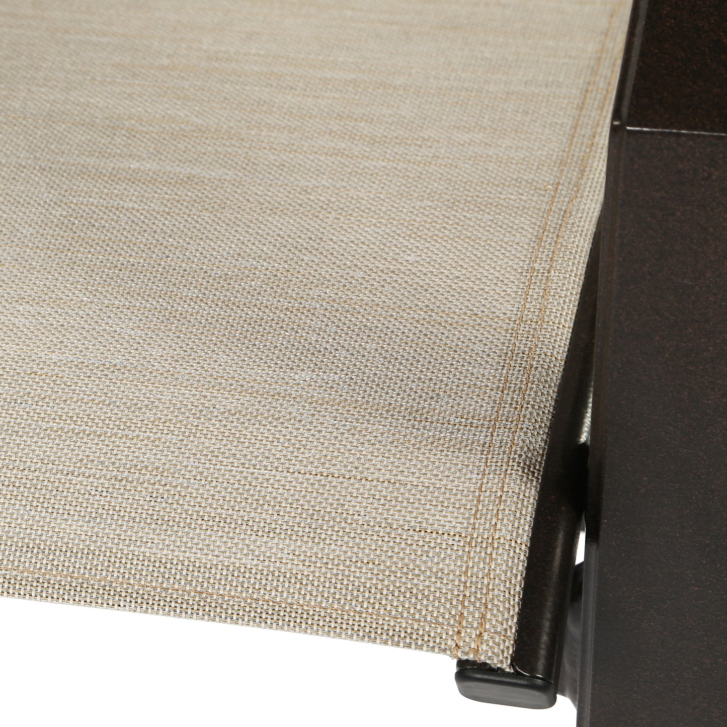 Lakeside Sling Dining Chair Rich Earth Finish Beige Grey Fabric Detail, image 3