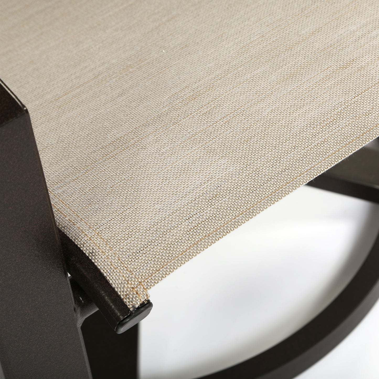 Lakeside Sling Swivel Dining Chair Rich Earth Finish Beige Grey Fabric Detail, image 3