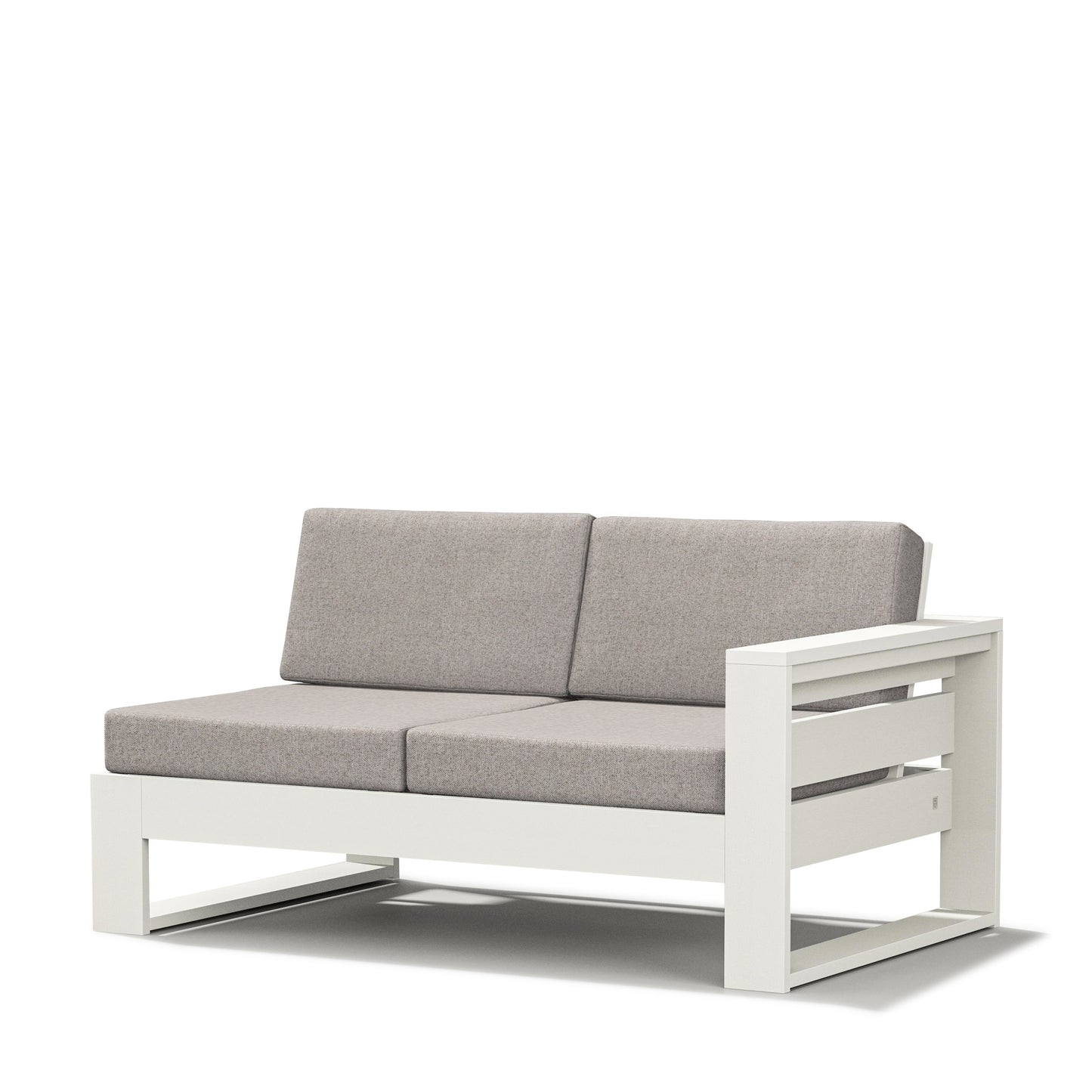 Latitude Modular Right Arm Loveseat Vintage White Frame Weathered Tweed Cushions, image 18