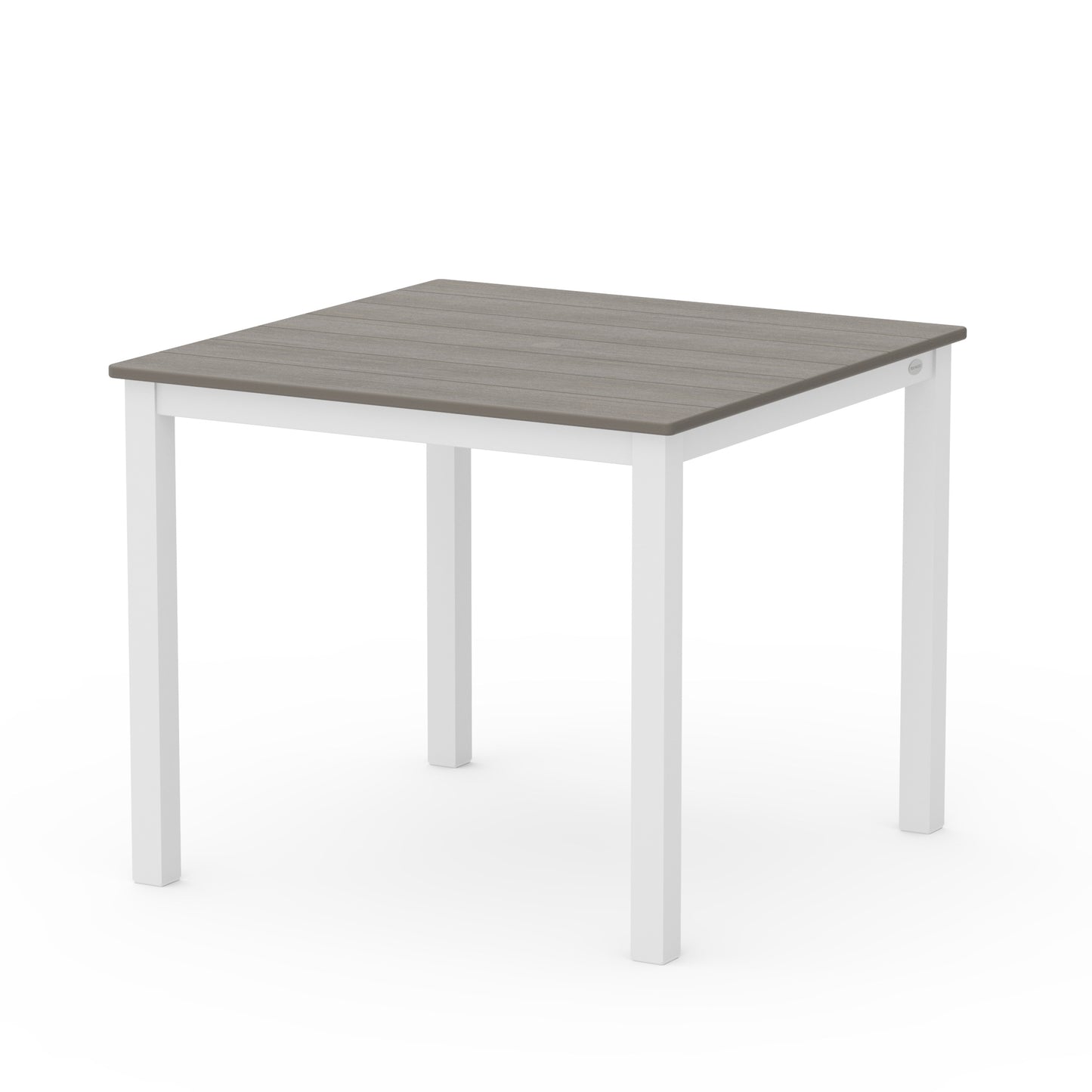 Main Street Square Dining Table Matte White Frame Driftwood Top, image 40