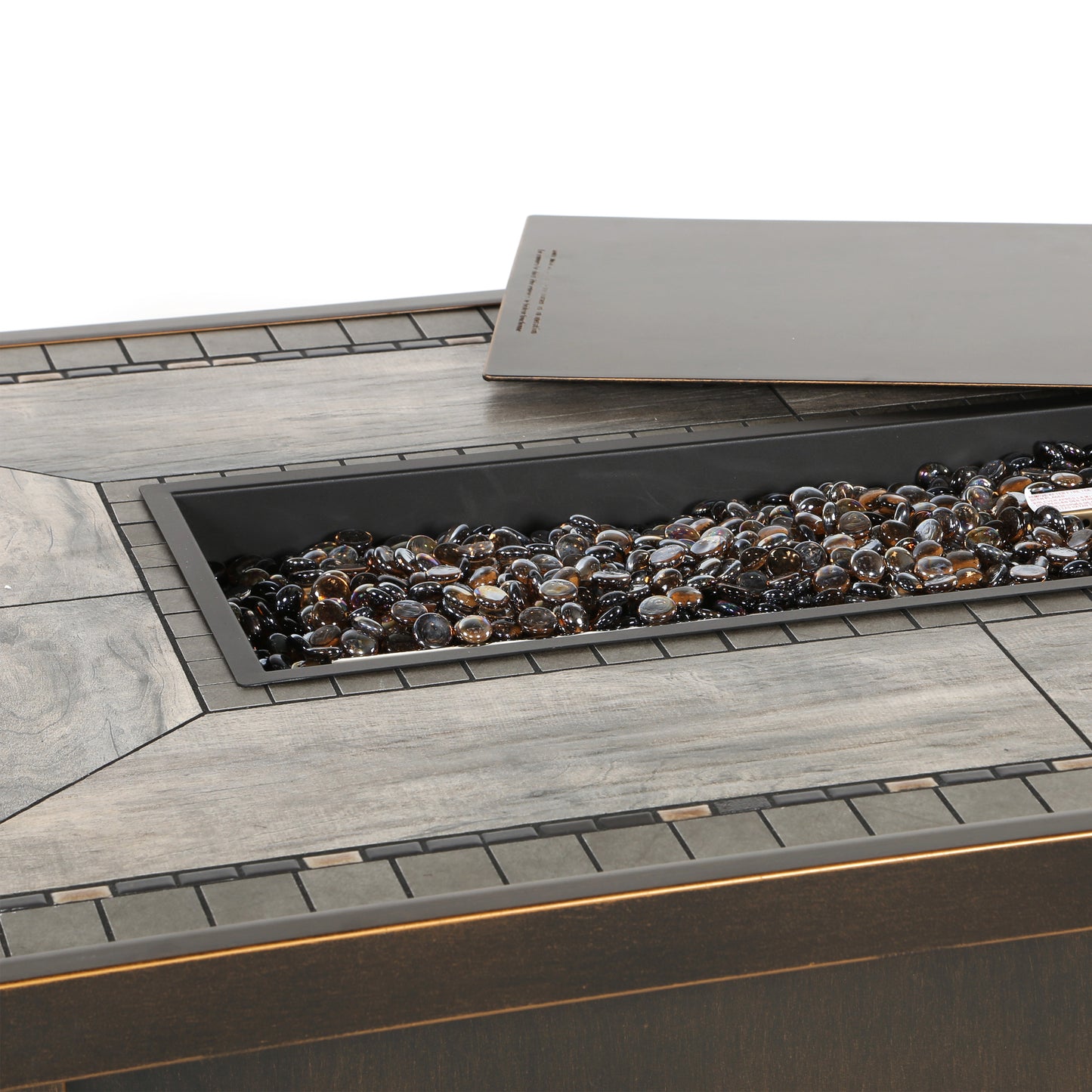 Melrose 52x32 Porcelain Top Fire Pit Frame Top Detail, image 3