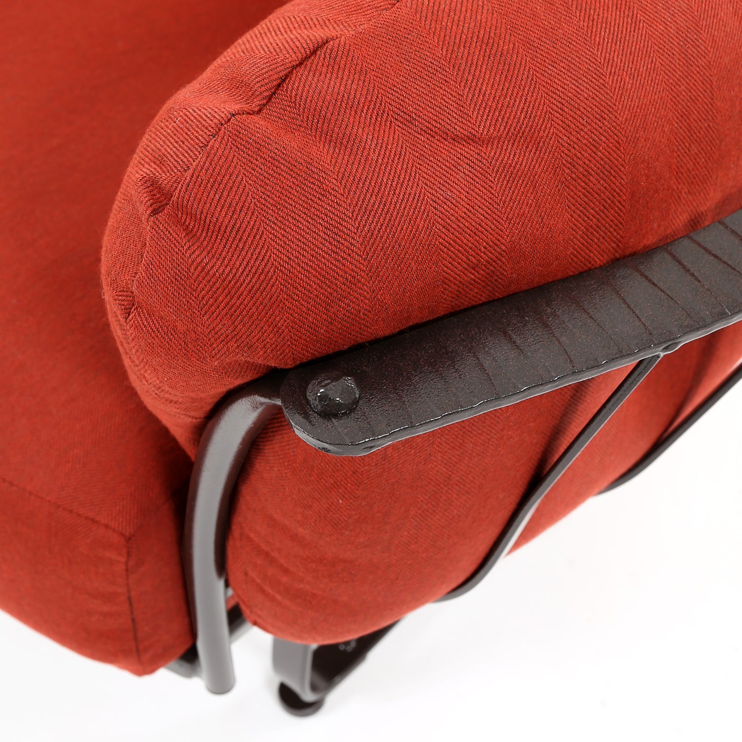 Monterra Spring Base Club Chair Merlot Fabric Rosewood Finish Detail, image 10