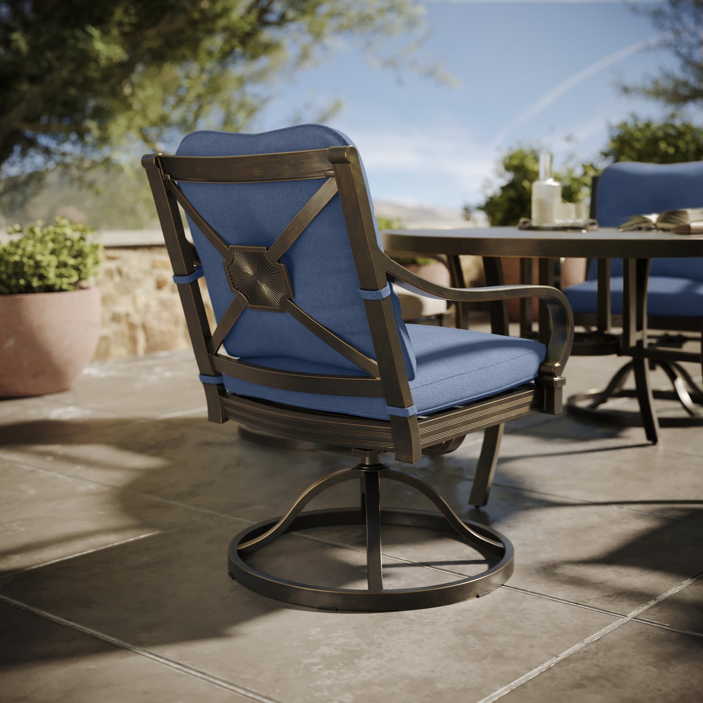 Napili Swivel Dining Chair with Venus Cabana Cushions Environmental, image 9