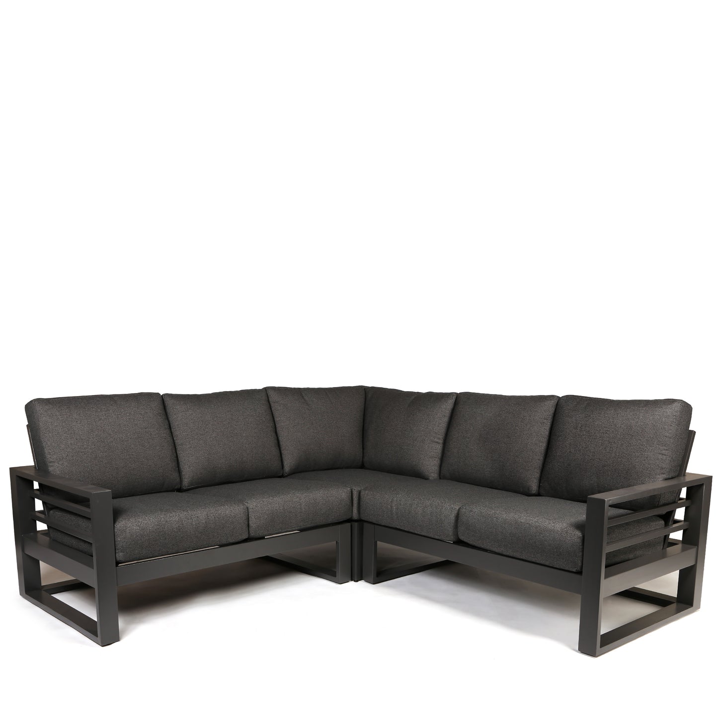 Palermo High Back Sectional Set Nurture Charcoal Cushions Graphite Finish, image 11