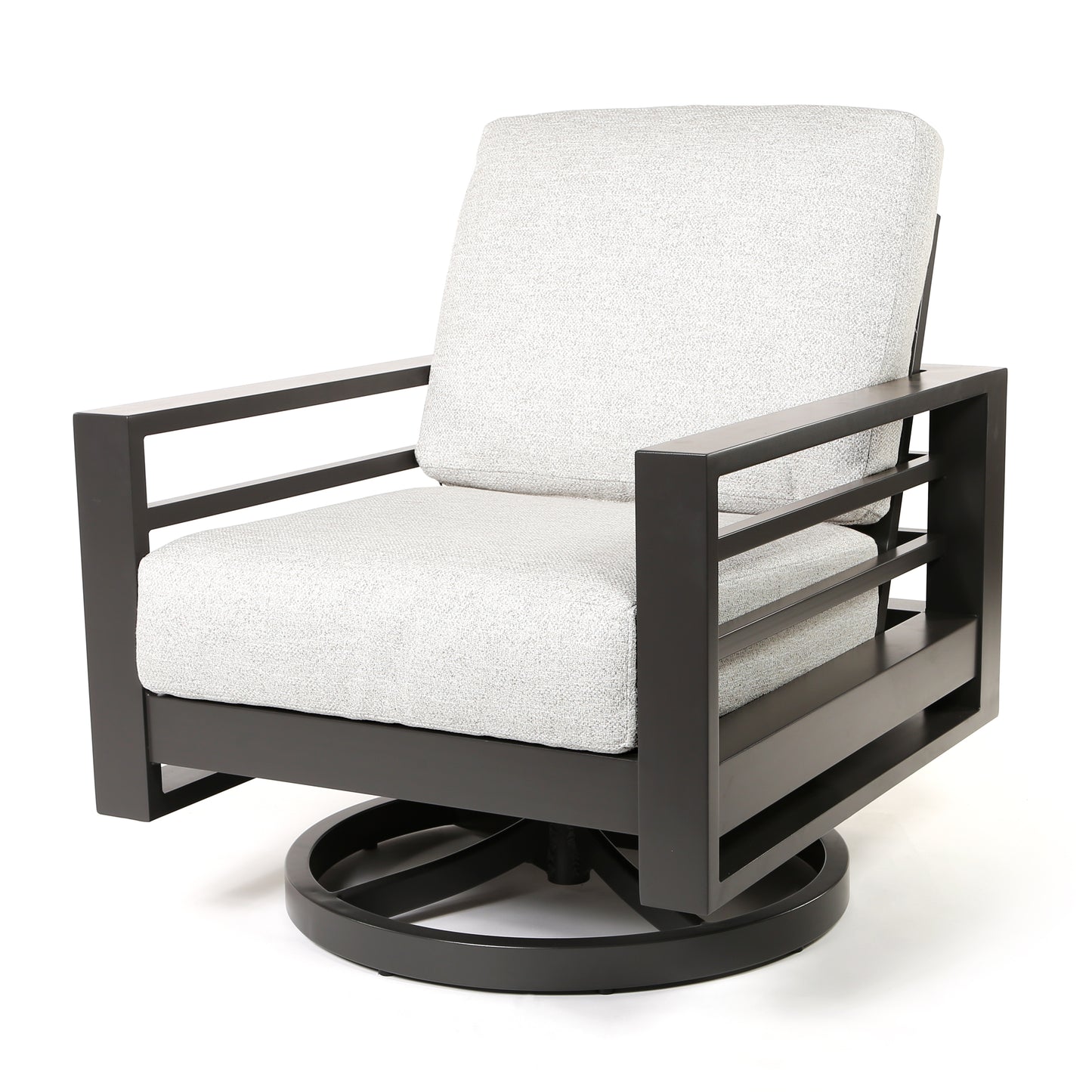 Palermo High Back Swivel Rocker Club Chair Crosshatch Vapor Cushions Graphite Finish, image 11