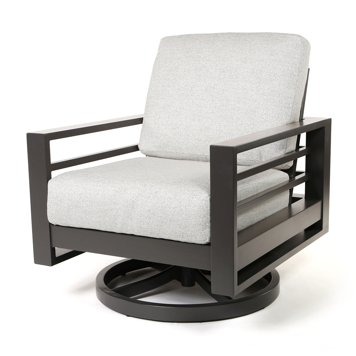 Palermo High Back Swivel Rocker Club Chair Crosshatch Vapor Cushions Graphite Finish, image 11