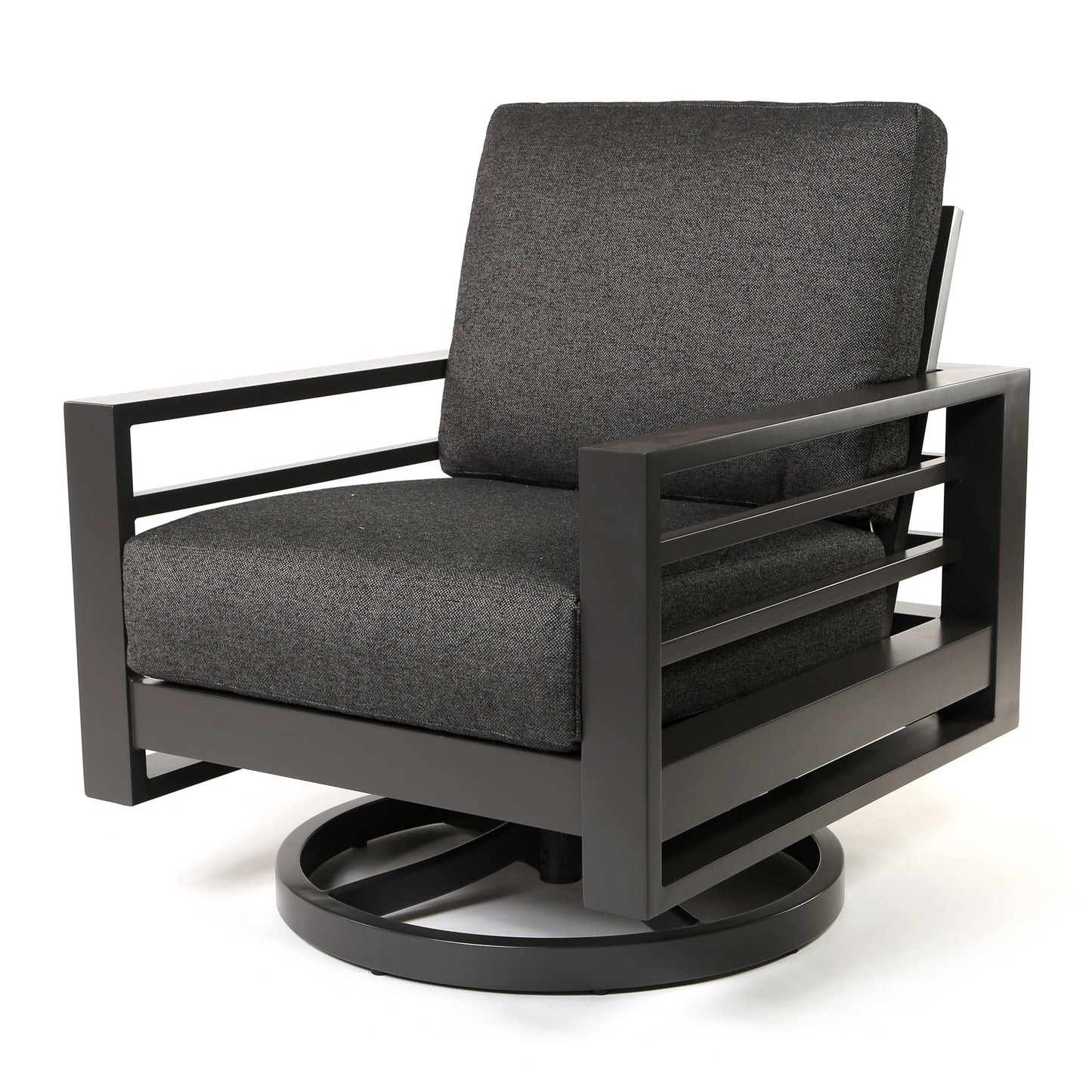 Palermo High Back Swivel Rocker Club Chair Nurture Charcoal Cushions Graphite Finish, image 10