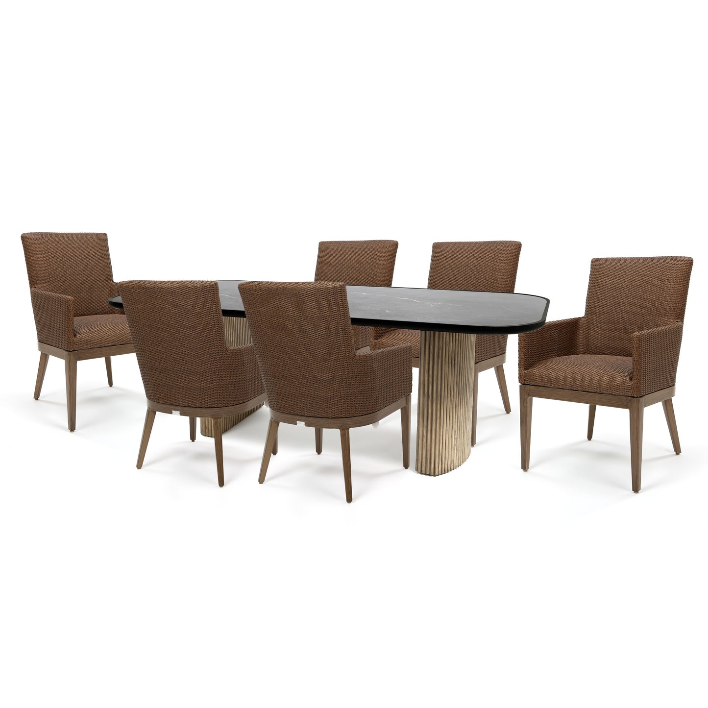 Siena 7 Piece Dining Set 6 Dining Arm Chairs Cedar Onyx Top, image 21
