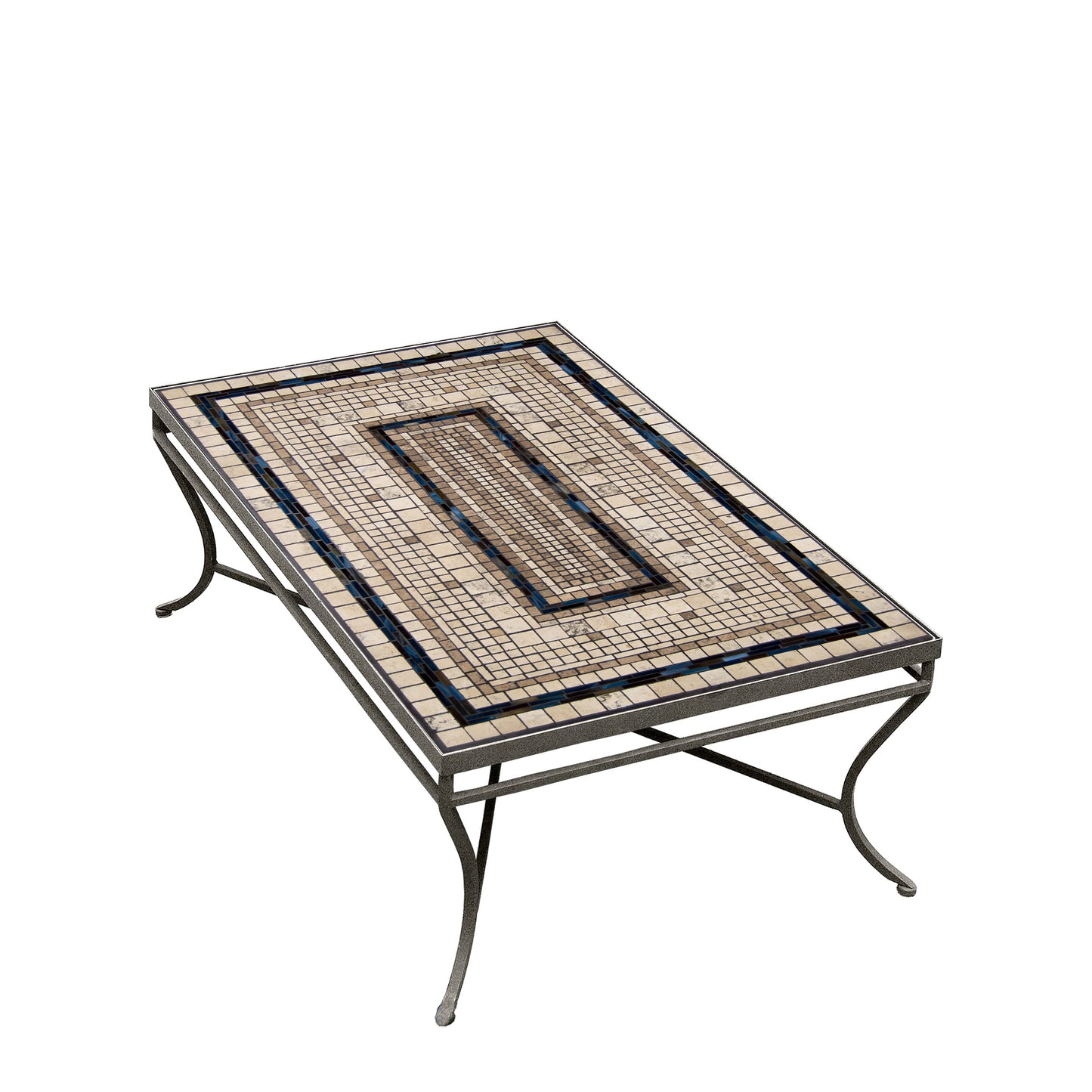 Slate Stone Rec Coffee Table Pewter Frame, image 9
