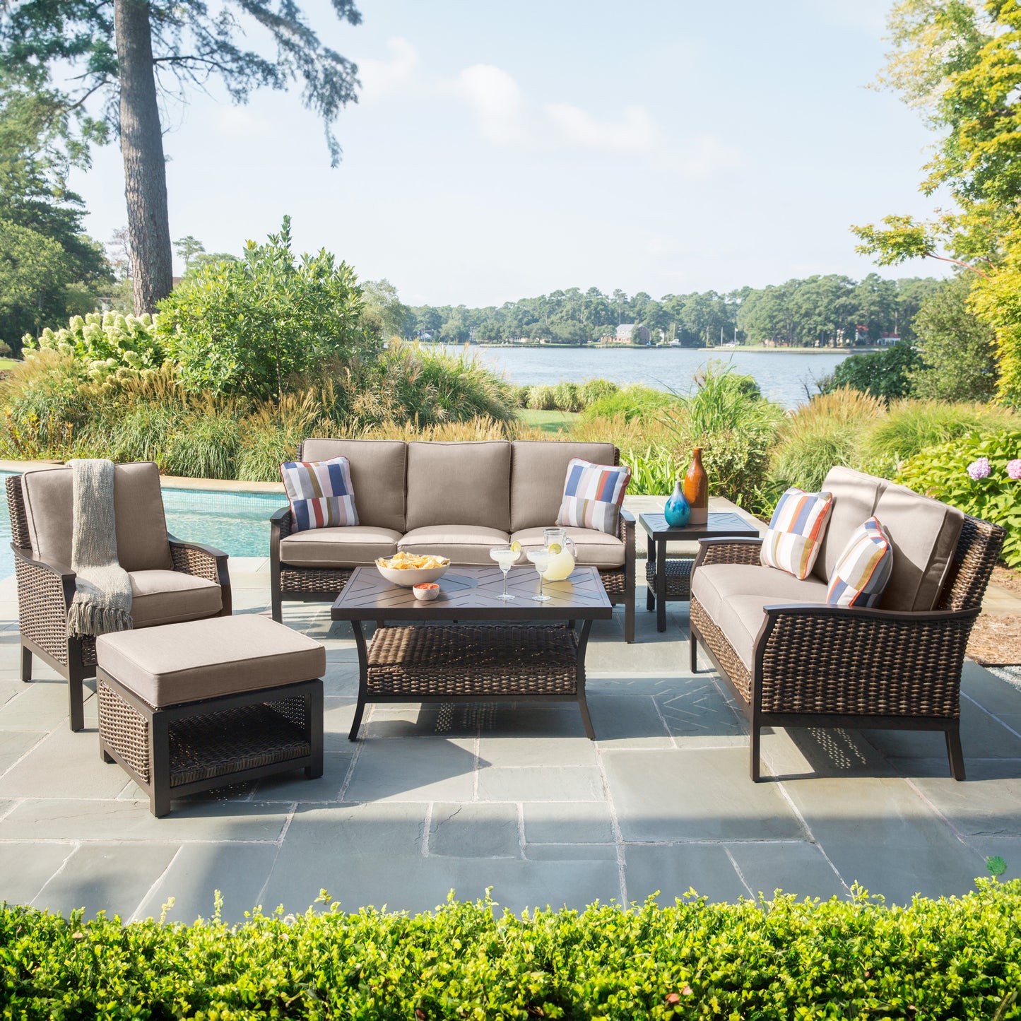 Trenton Woven Sofa Loveseat Set Environmental, image 2