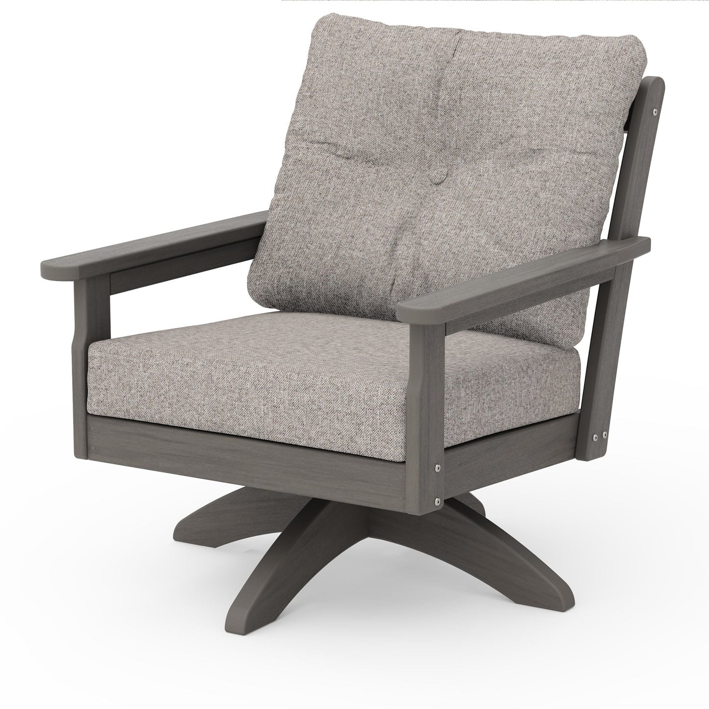 Vineyard Deep Seating Swivel Chair Driftwood Frame Weathered Tweed Cushions, image 92