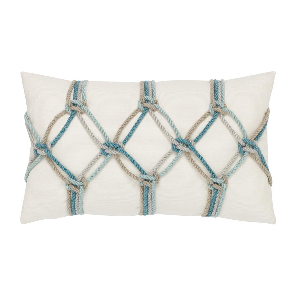 designer lumbar pillow aqua rope, image 1