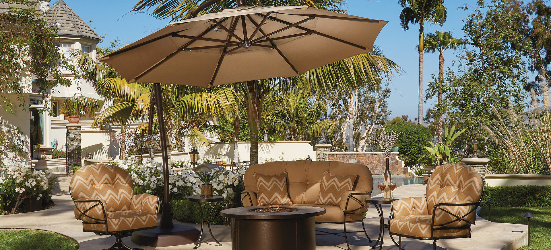 best patio umbrellas 2021 Choice Products 9x12ft 2-Tier Square Outdoor Solar LED Cantilever Umbrella w/ 360-Rotating Base Tan with 108 square feet of protectionf from the suns harsh rays The 10 Best Patio Umbrellas