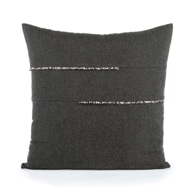 20" Square Elaine Smith Pillow  Micro Fringe Carbon, image 4