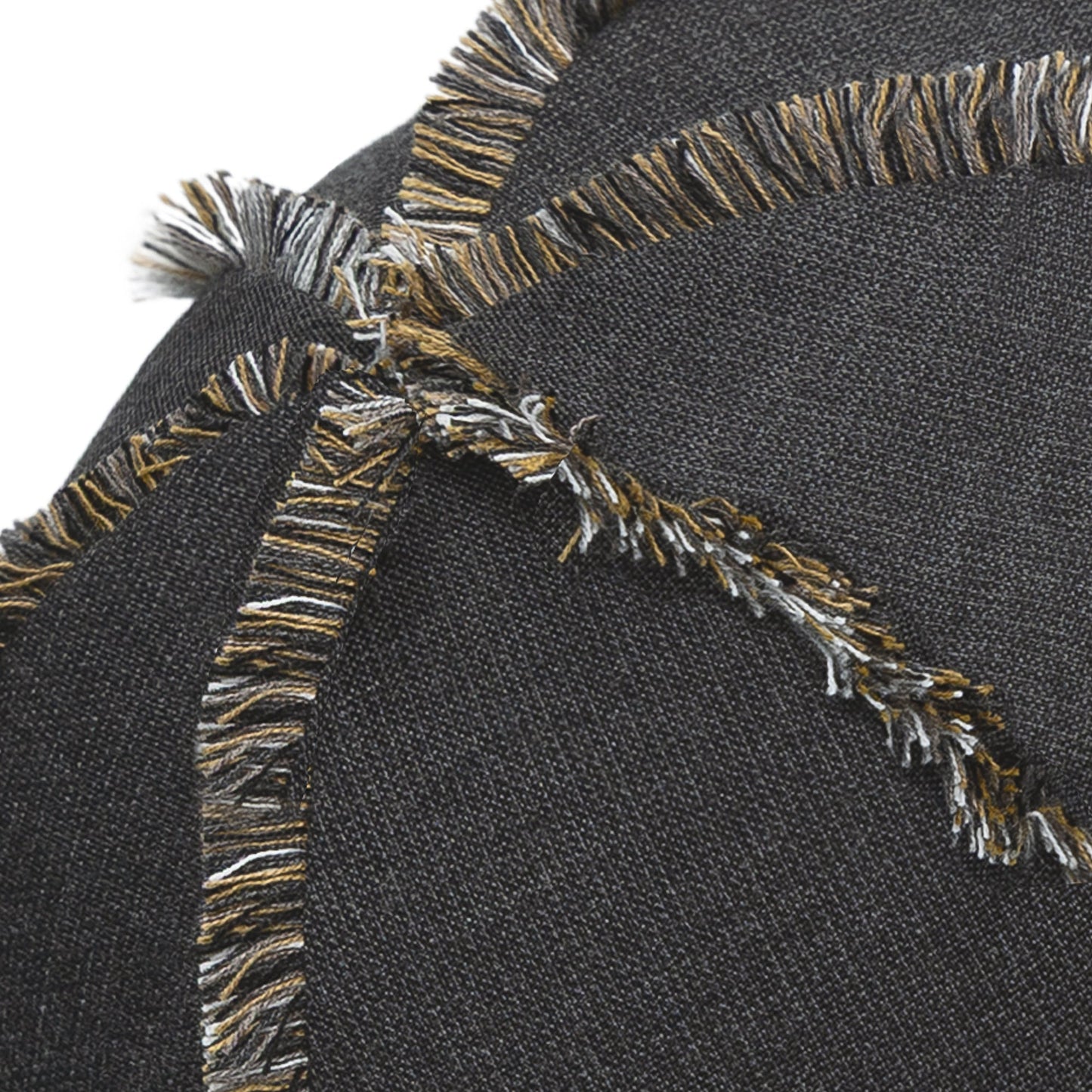 12" Round Elaine Smith Orb Pillow Micro Fringe Carbon, image 2