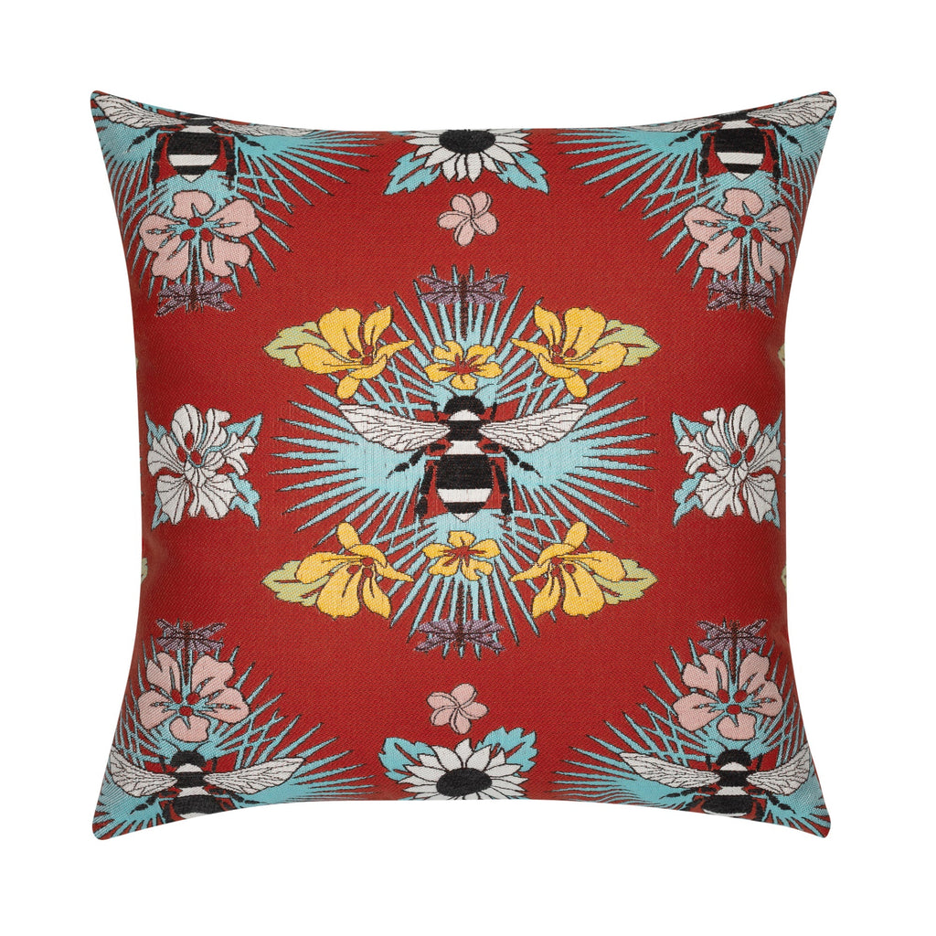 22 square designer throw pillow tropical bee
