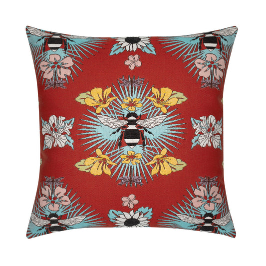 22 square designer throw pillow tropical bee