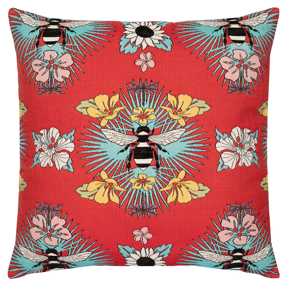 22 square designer throw pillow tropical bee