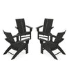 4 Piece Modern Curveback Adirondack Conversation Set Black