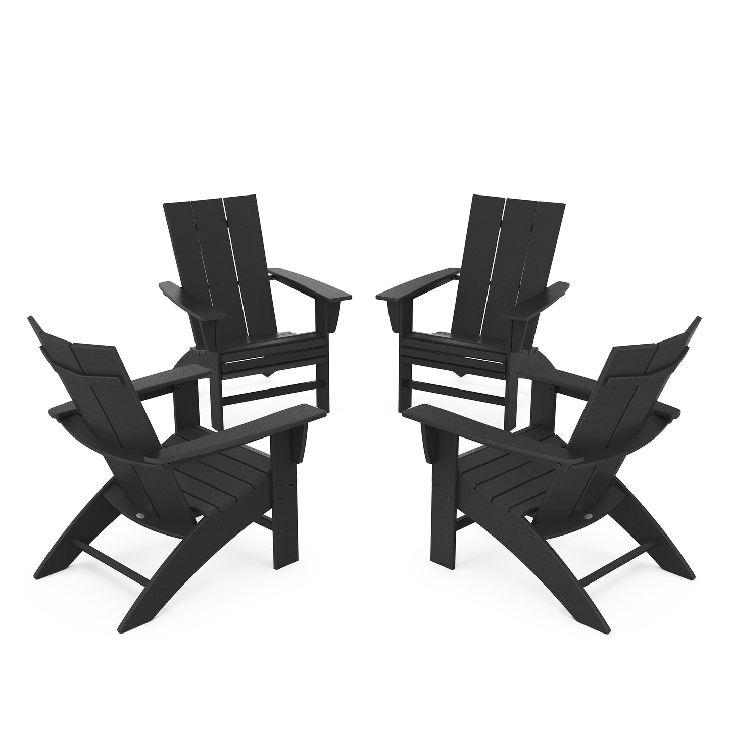 4 Piece Modern Curveback Adirondack Conversation Set Black, image 8