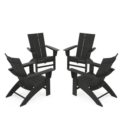 
                  4 Piece Modern Curveback Adirondack Conversation Set Black - Image 8
                