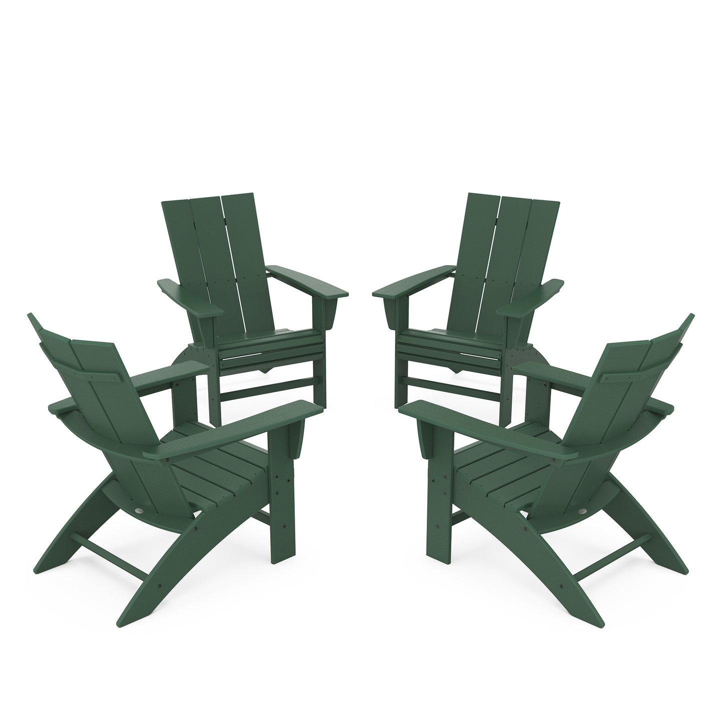 4 Piece Modern Curveback Adirondack Conversation Set Green, image 9