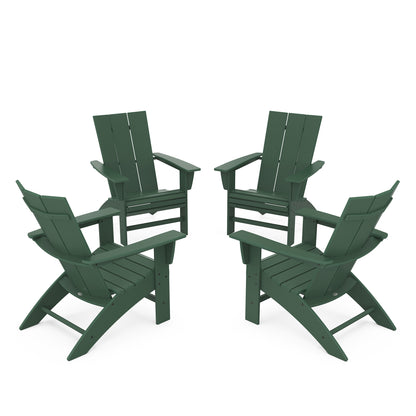 
                  4 Piece Modern Curveback Adirondack Conversation Set Green - Image 9
                