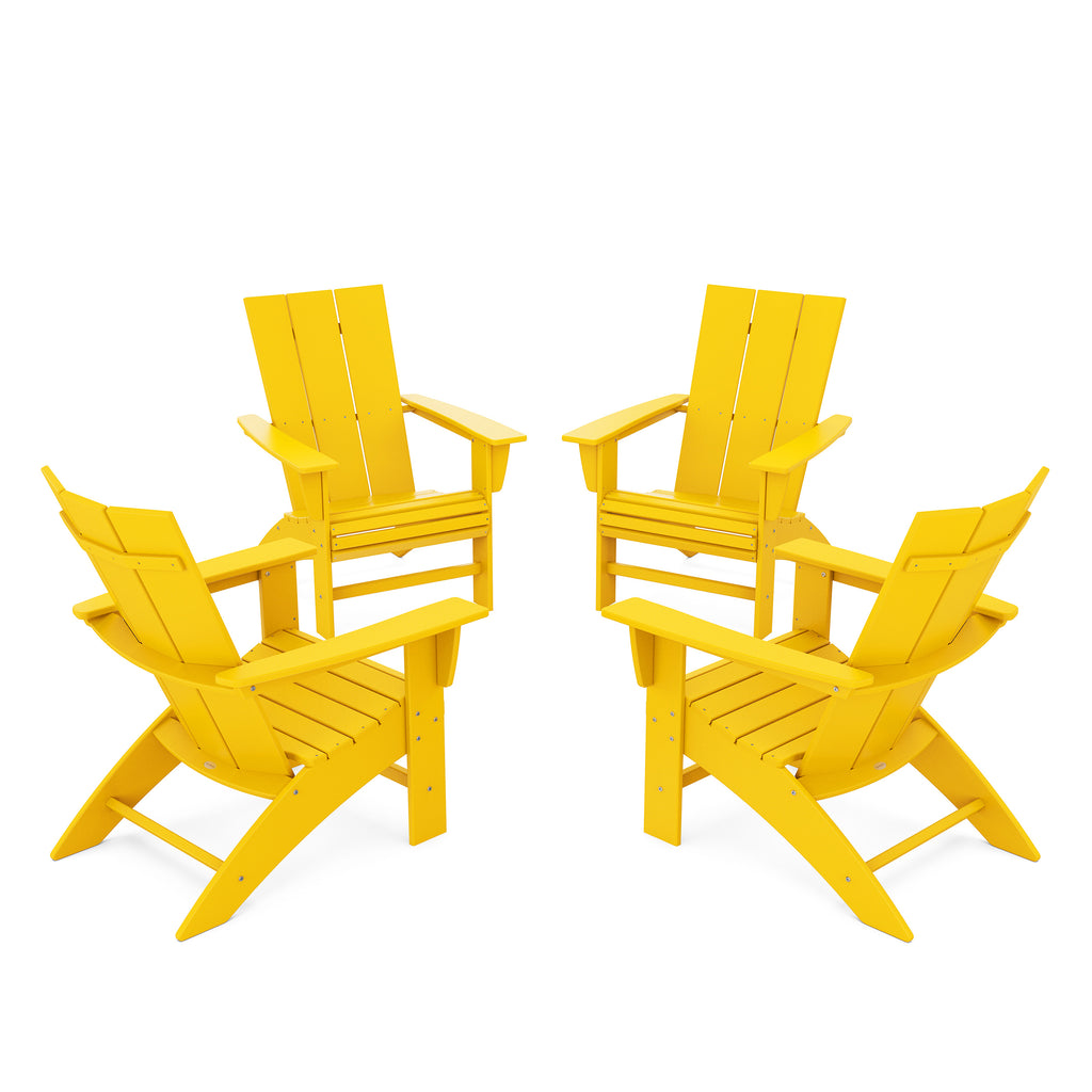 4 Piece Modern Curveback Adirondack Conversation Set Lemon