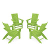 4 Piece Modern Curveback Adirondack Conversation Set Lime