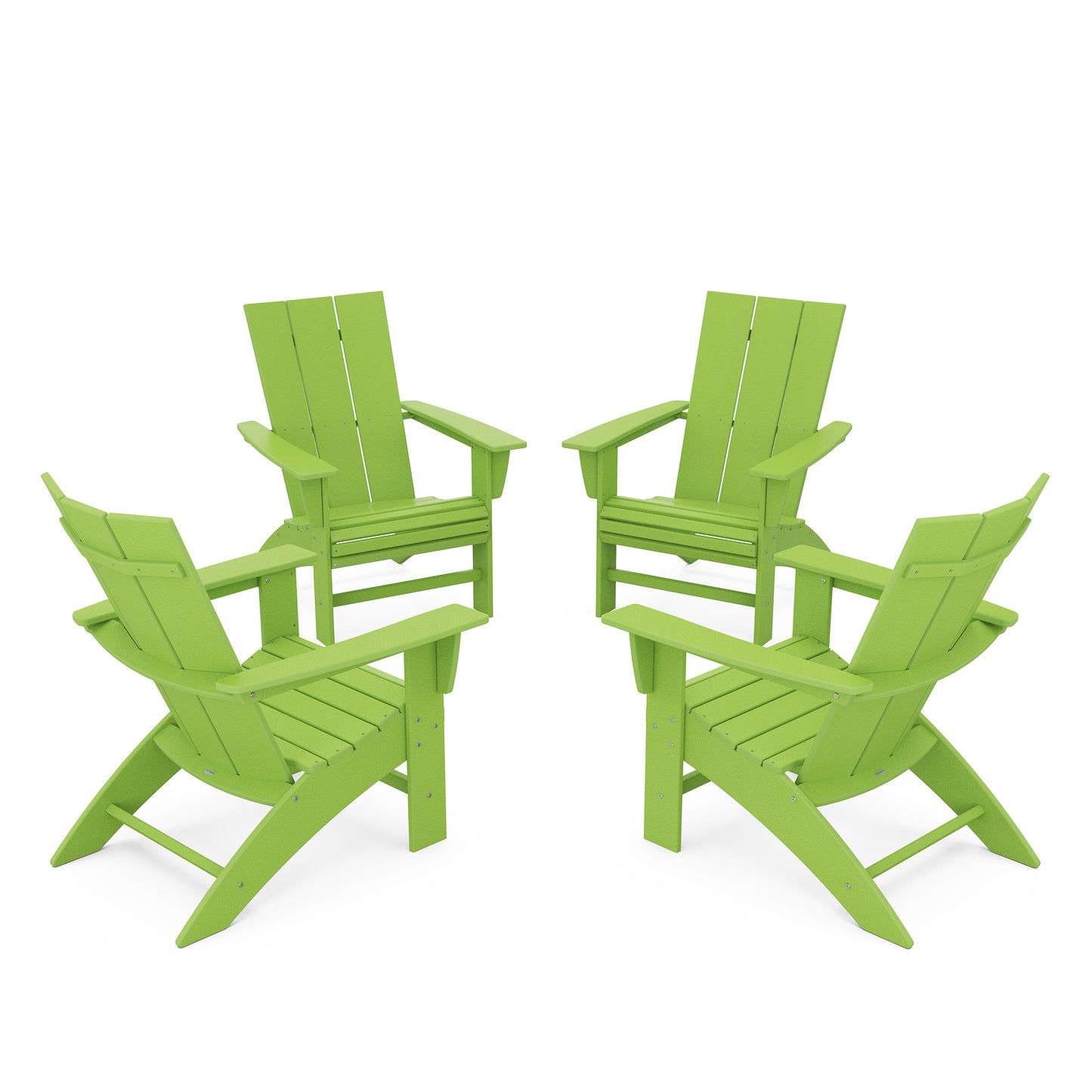 4 Piece Modern Curveback Adirondack Conversation Set Lime, image 11