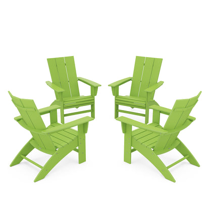 
                  4 Piece Modern Curveback Adirondack Conversation Set Lime - Image 11
                