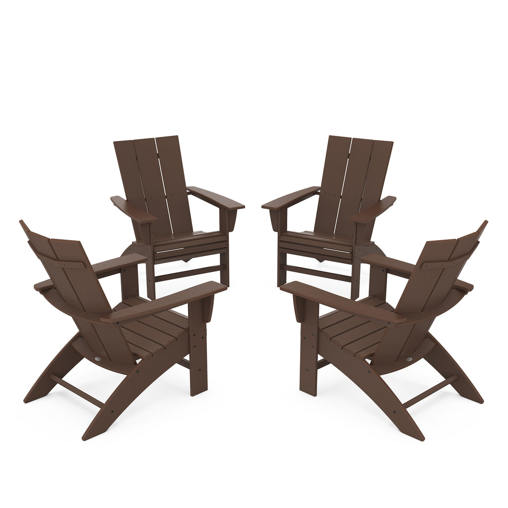 4 Piece Modern Curveback Adirondack Conversation Set Mahogany