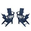 4 Piece Modern Curveback Adirondack Conversation Set Navy